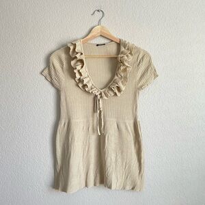 Magaschoni top women’s ruffle silk blend blouse coquette y2k